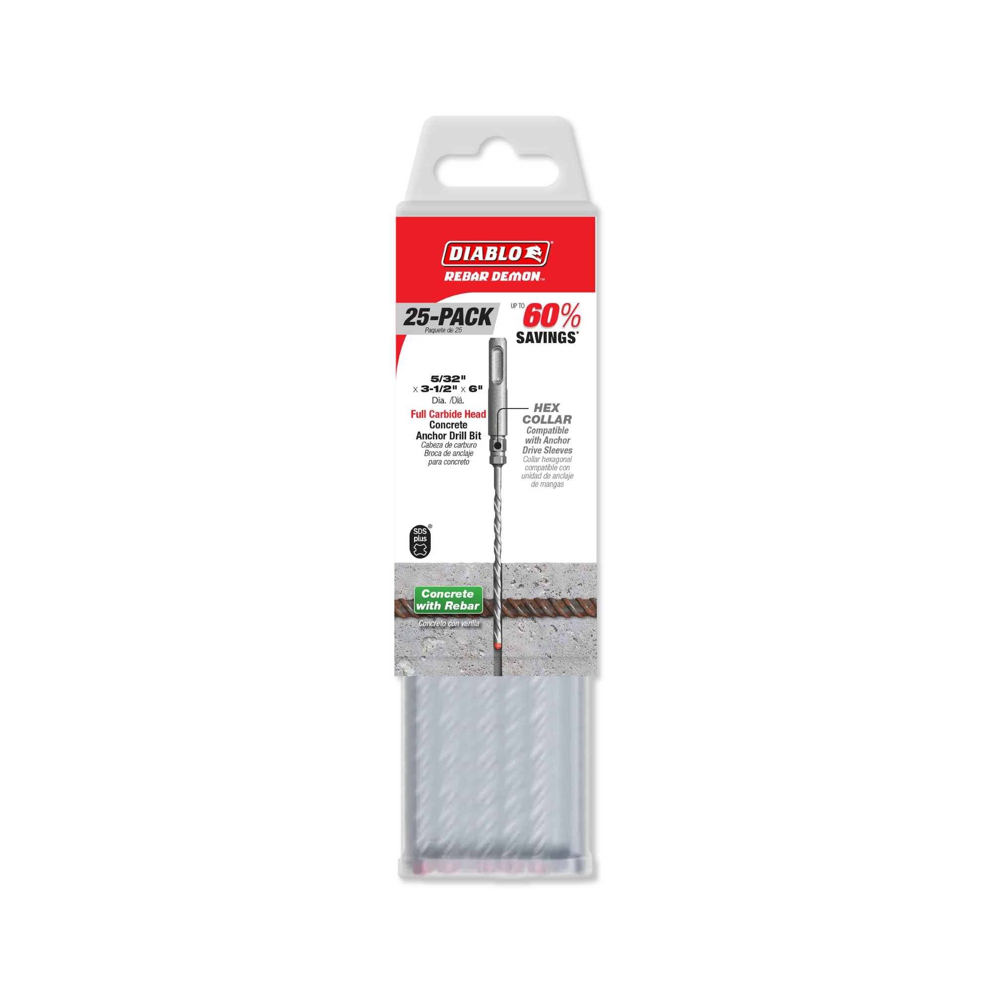 DIABLO DMAPL2910-P25 5/32"X3-1/2"X6" SDS PLUS CONCRETE
